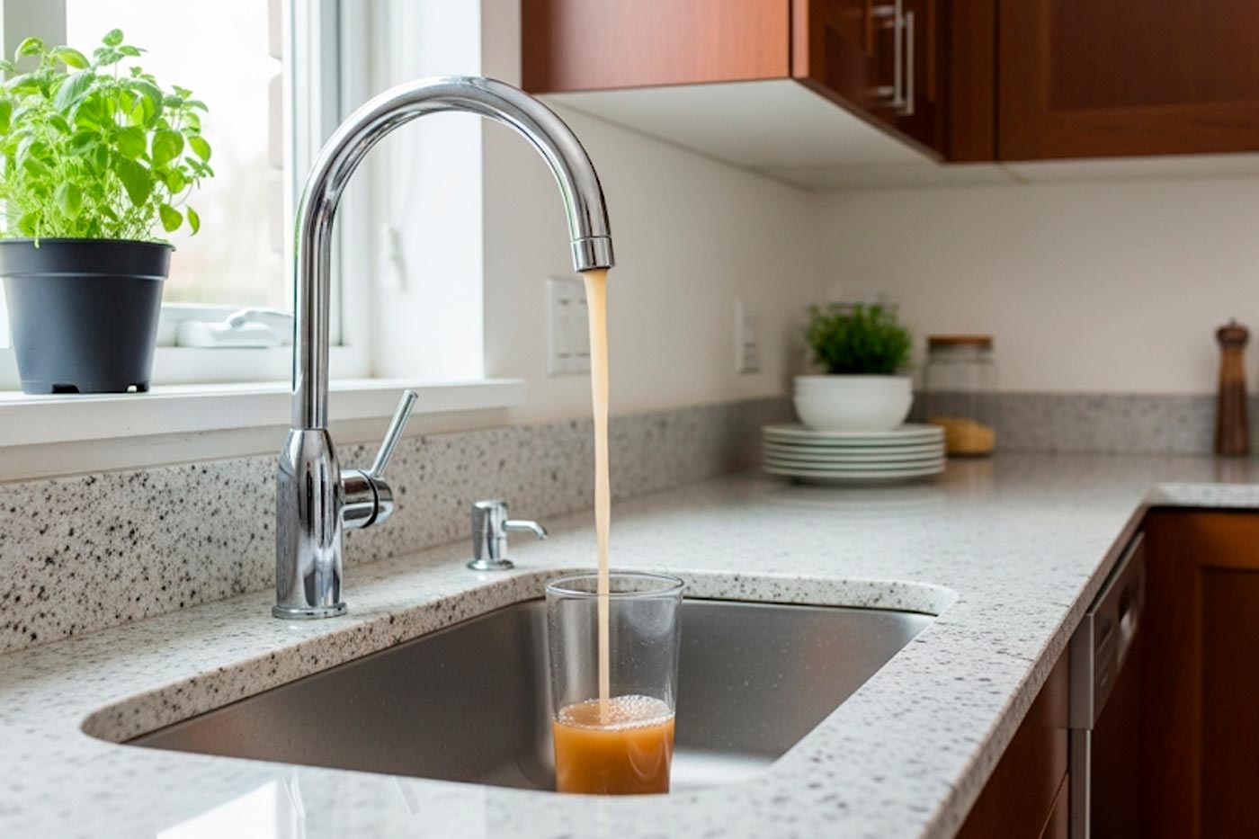 Agua marrón en las tuberías