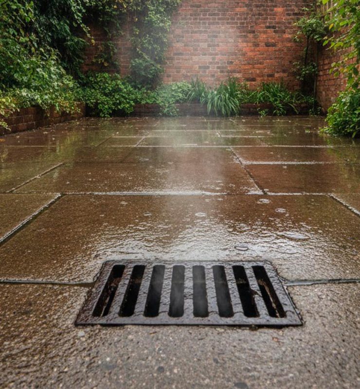 mal olor en el patio después de llover