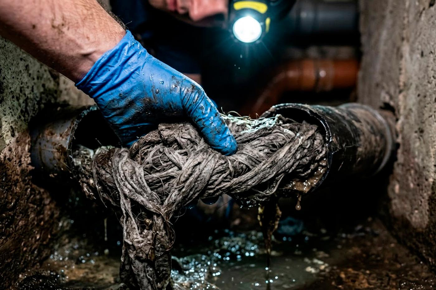 atascos por toallitas humedas