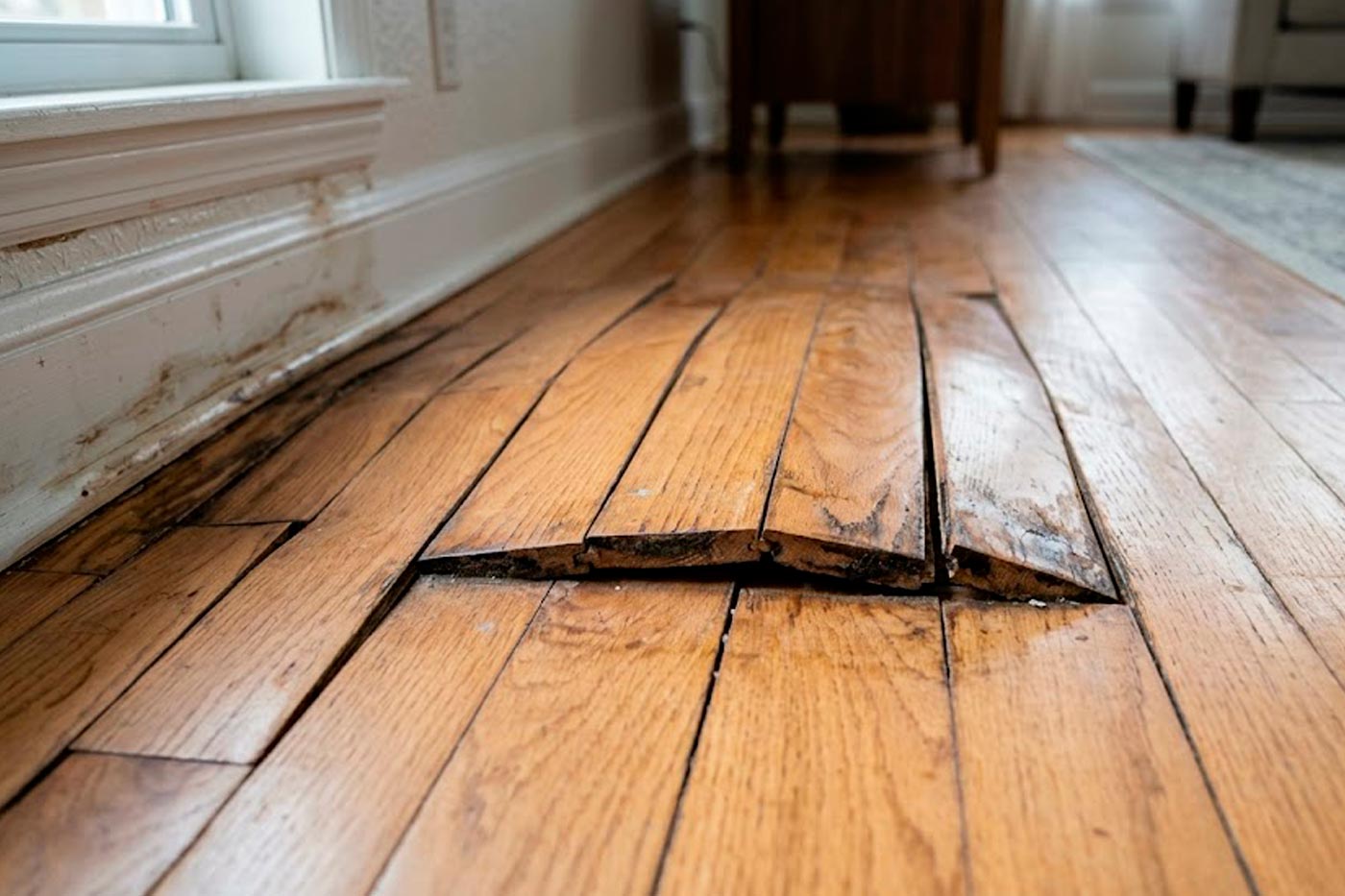 suelo abombado fuga agua